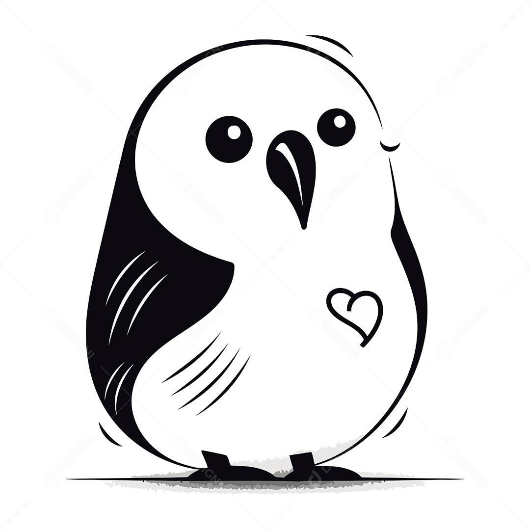 Pinguim Fofo de Desenho Animado Ilustração Vetor EPS