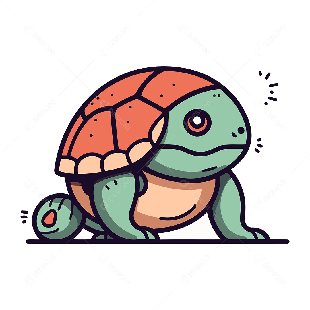Tartaruga de Desenho Animado Ilustração Vetor EPS