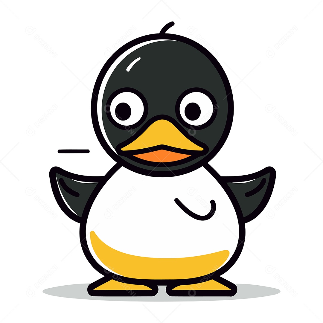Pinguim Fofo de Desenho Animado Ilustração Vetor EPS