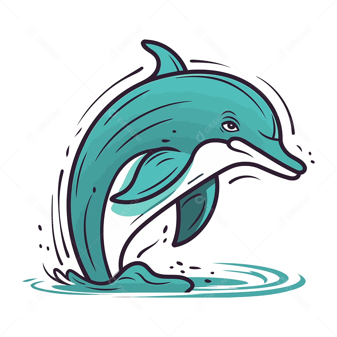 Golfinho Saltando Para Fora da Água Ilustração Vetor EPS