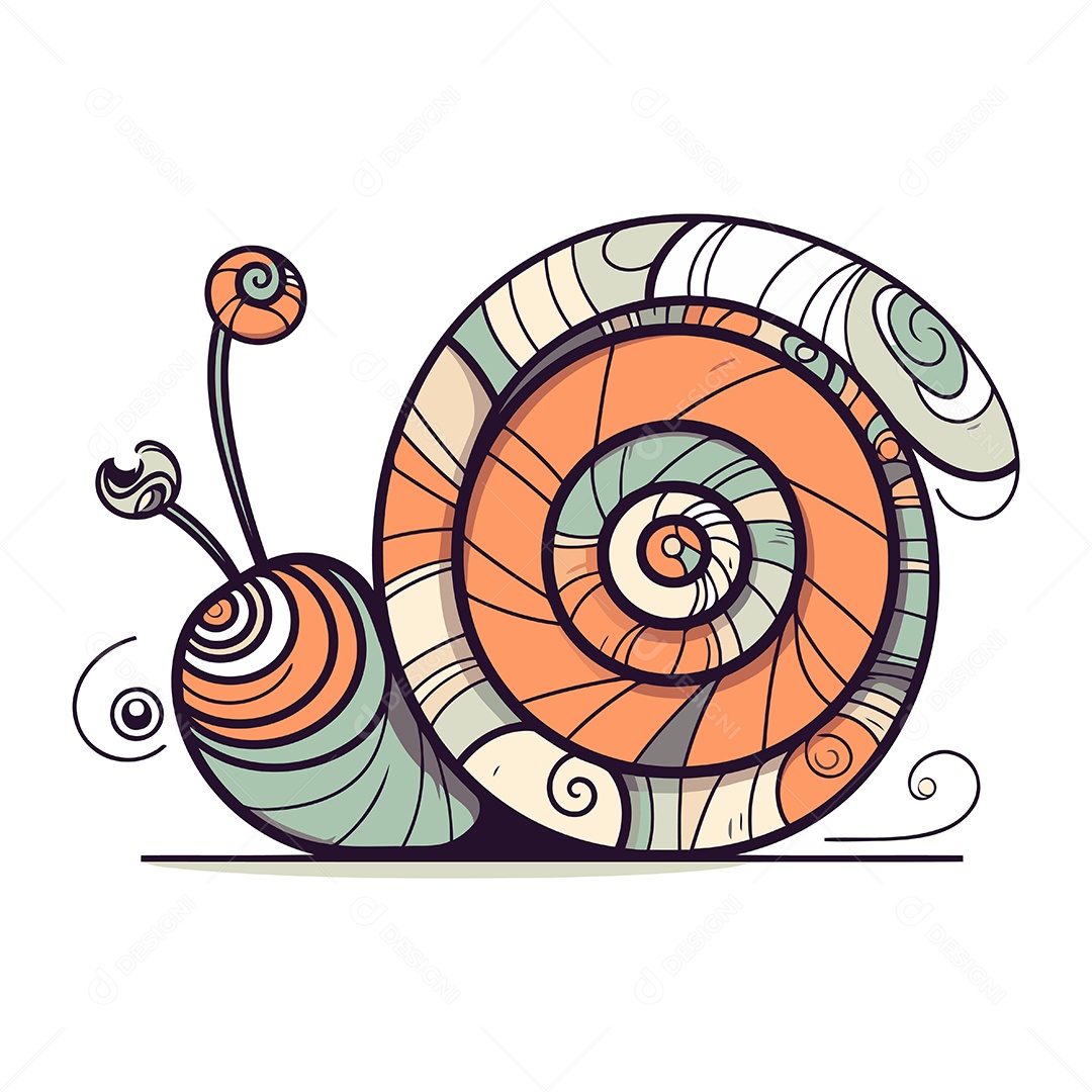 Caracol de Desenho Animado Ilustração Vetor EPS