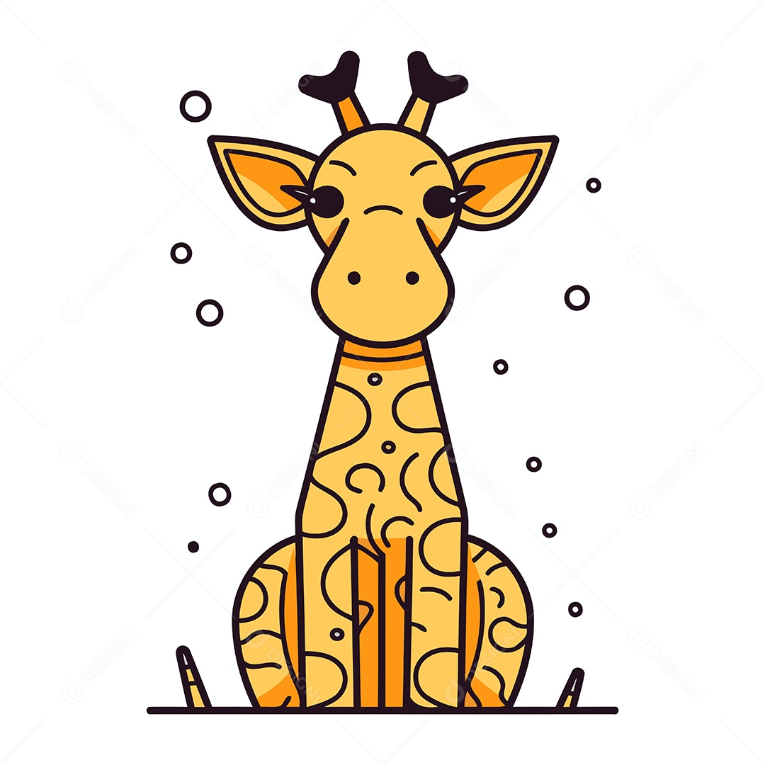 Girafa Fofa de Desenho Animado Ilustração Vetor EPS