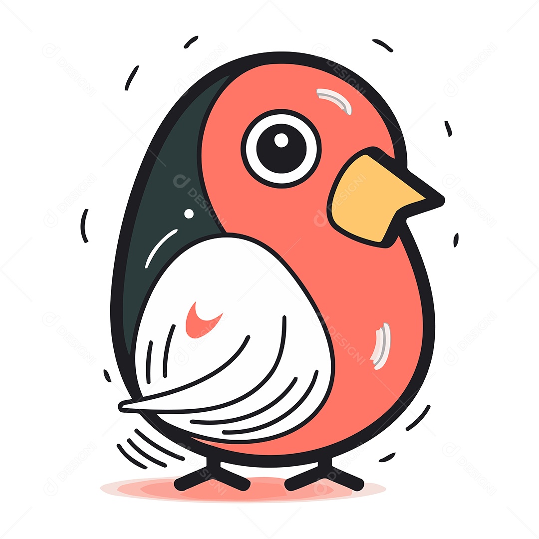 Passarinho Fofo de Desenho Animado Ilustração Vetor EPS