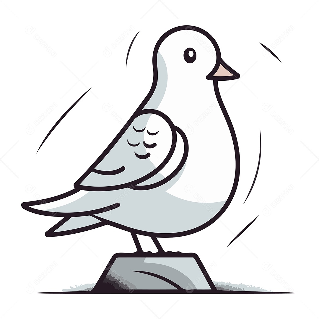 Pombo em uma Pedra Desenho Animado Ilustração Vetor EPS