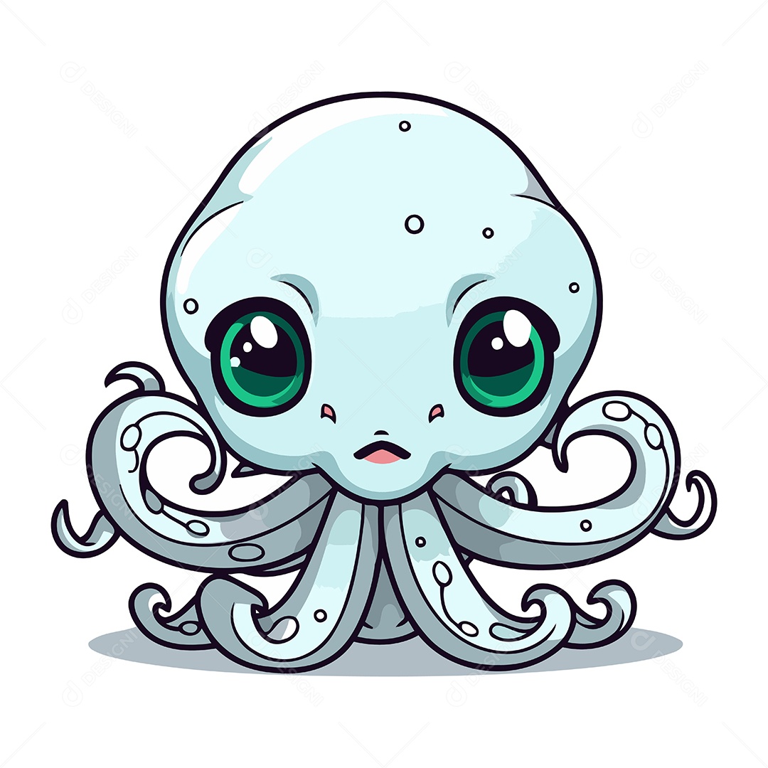 Polvo Bonito de Desenho Animado Ilustração Vetor EPS