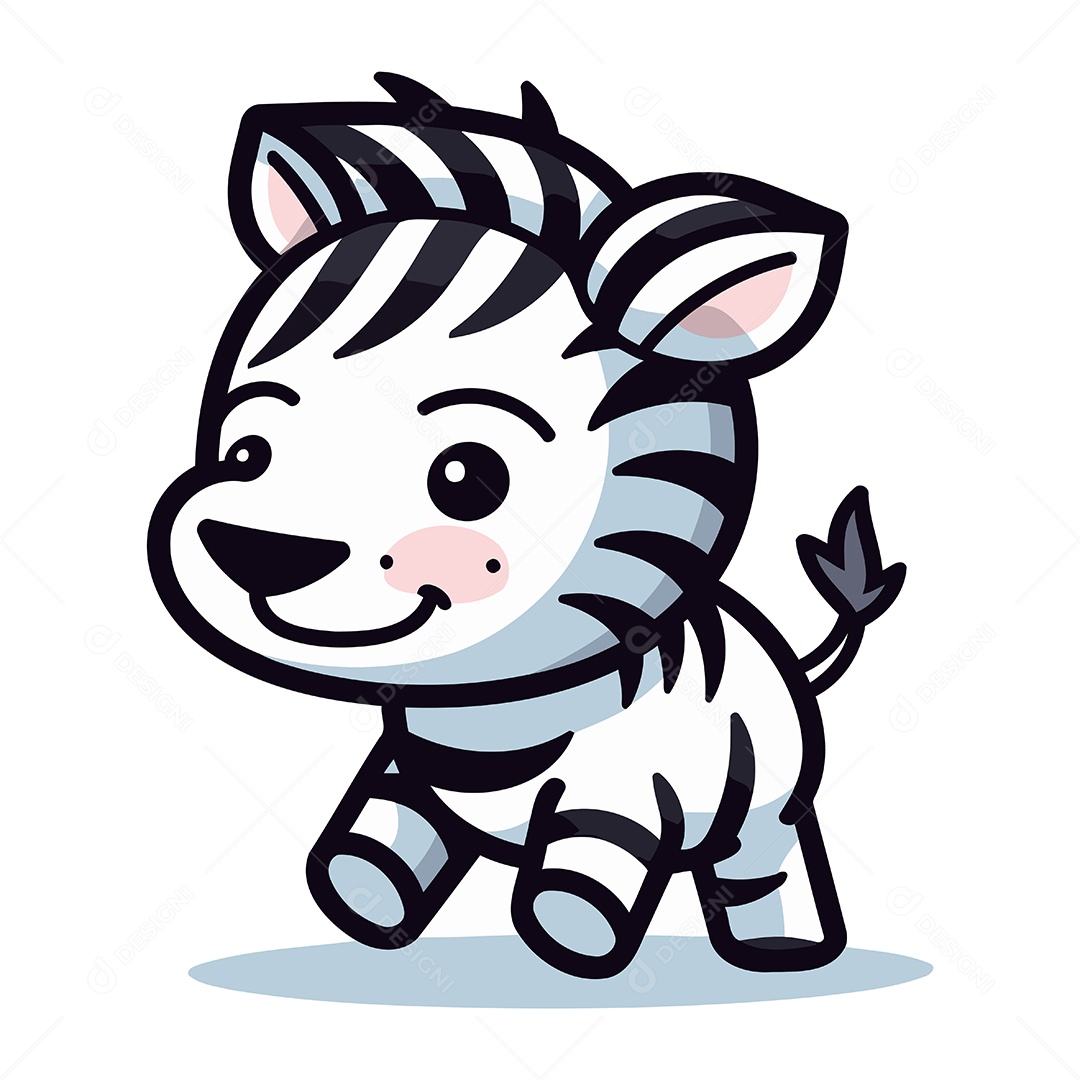 Zebra Fofa de Desenho Animado Ilustração Vetor EPS