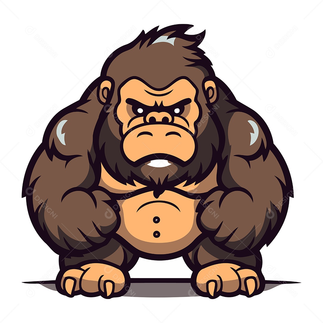 Gorila de Desenho Animado Ilustração Vetor EPS