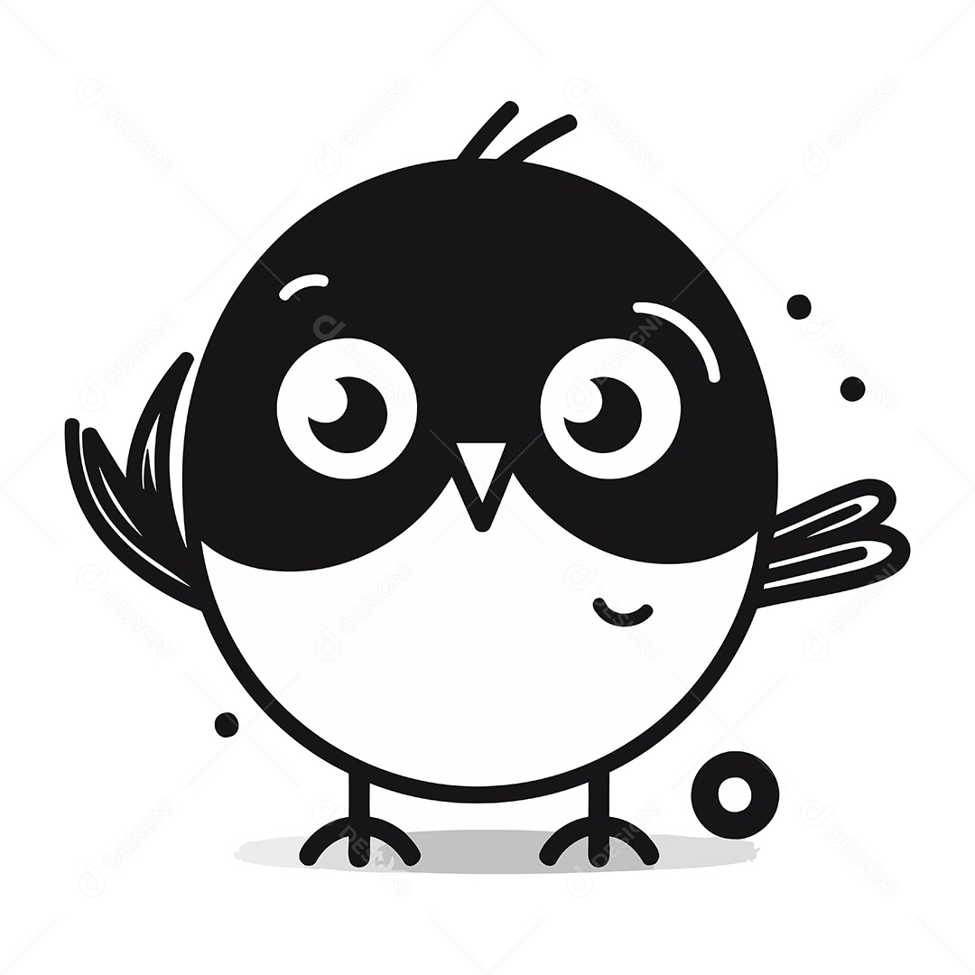 Pássaro Fofo de Desenho Animado Ilustração Vetor EPS