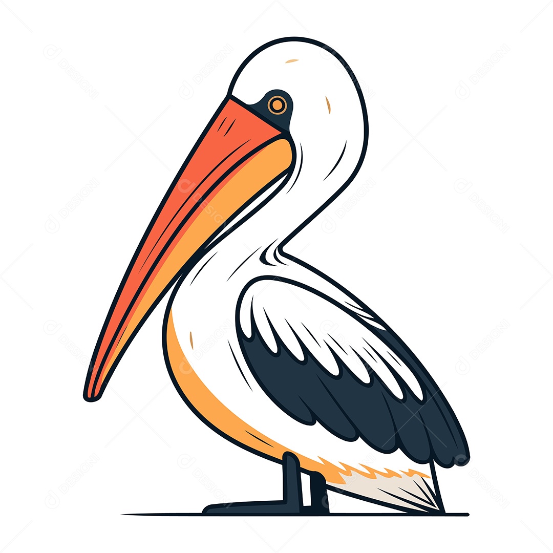 Pelicano de Desenho Animado Ilustração Vetor EPS