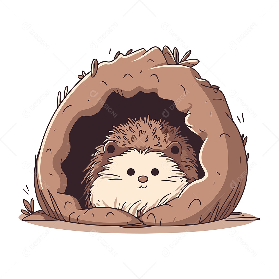 Ouriço de Desenho Animado Ilustração Vetor EPS