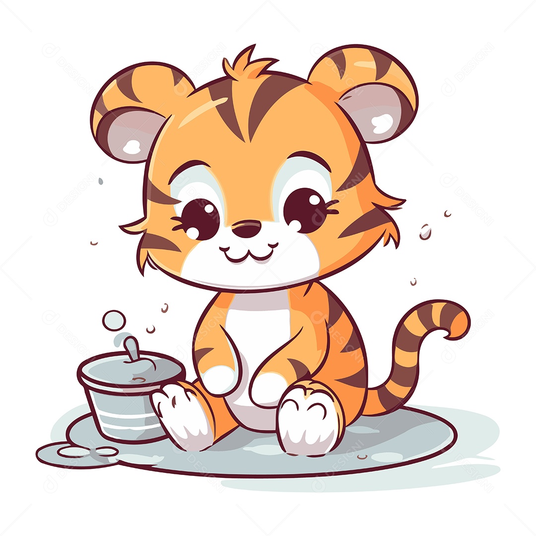 Tigre de Desenho Animado Ilustração Vetor EPS