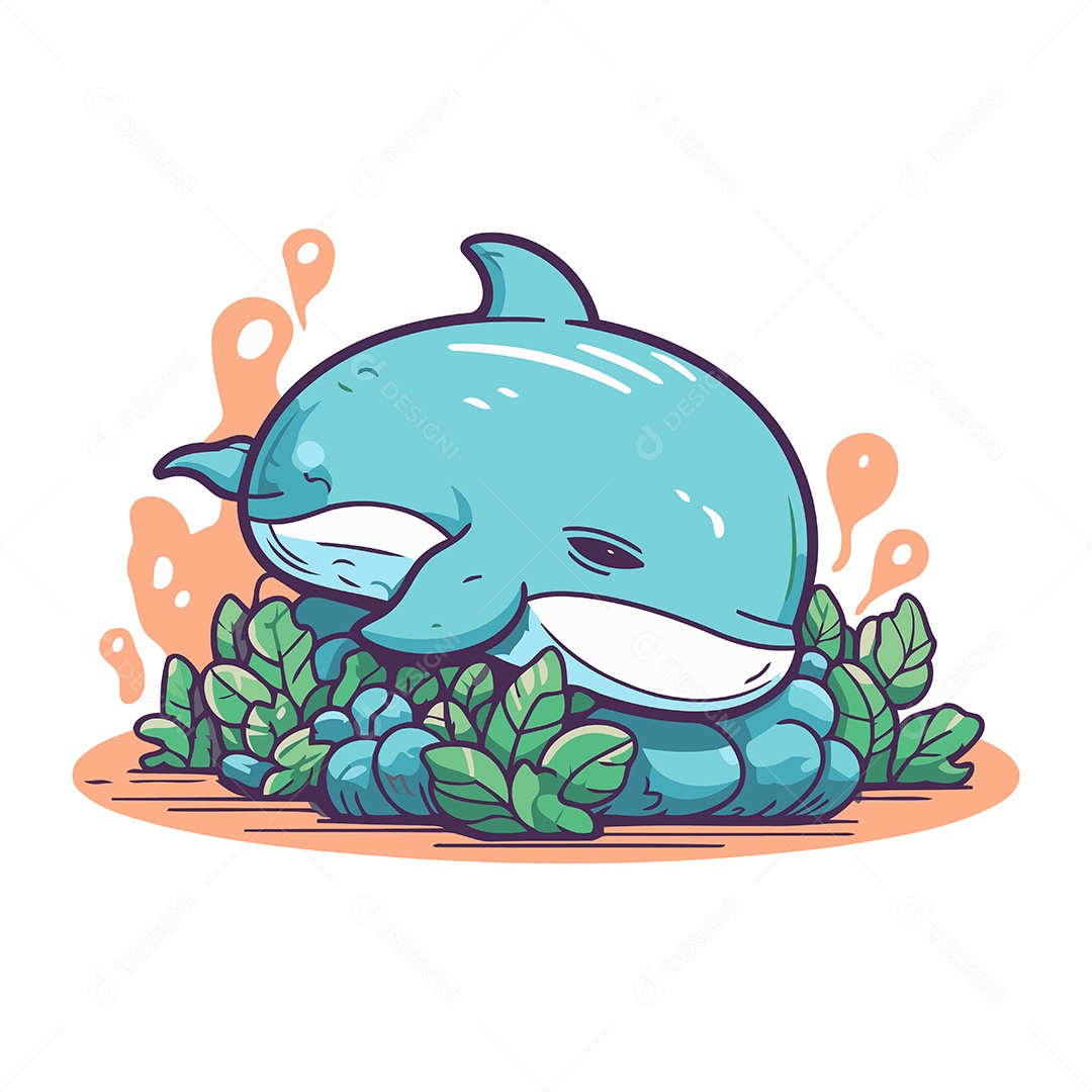 Baleia de Desenho Animado Ilustração Vetor EPS