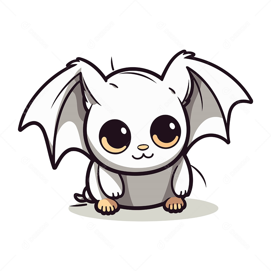 Morcego Bonito de Desenho Animado Ilustração Vetor EPS