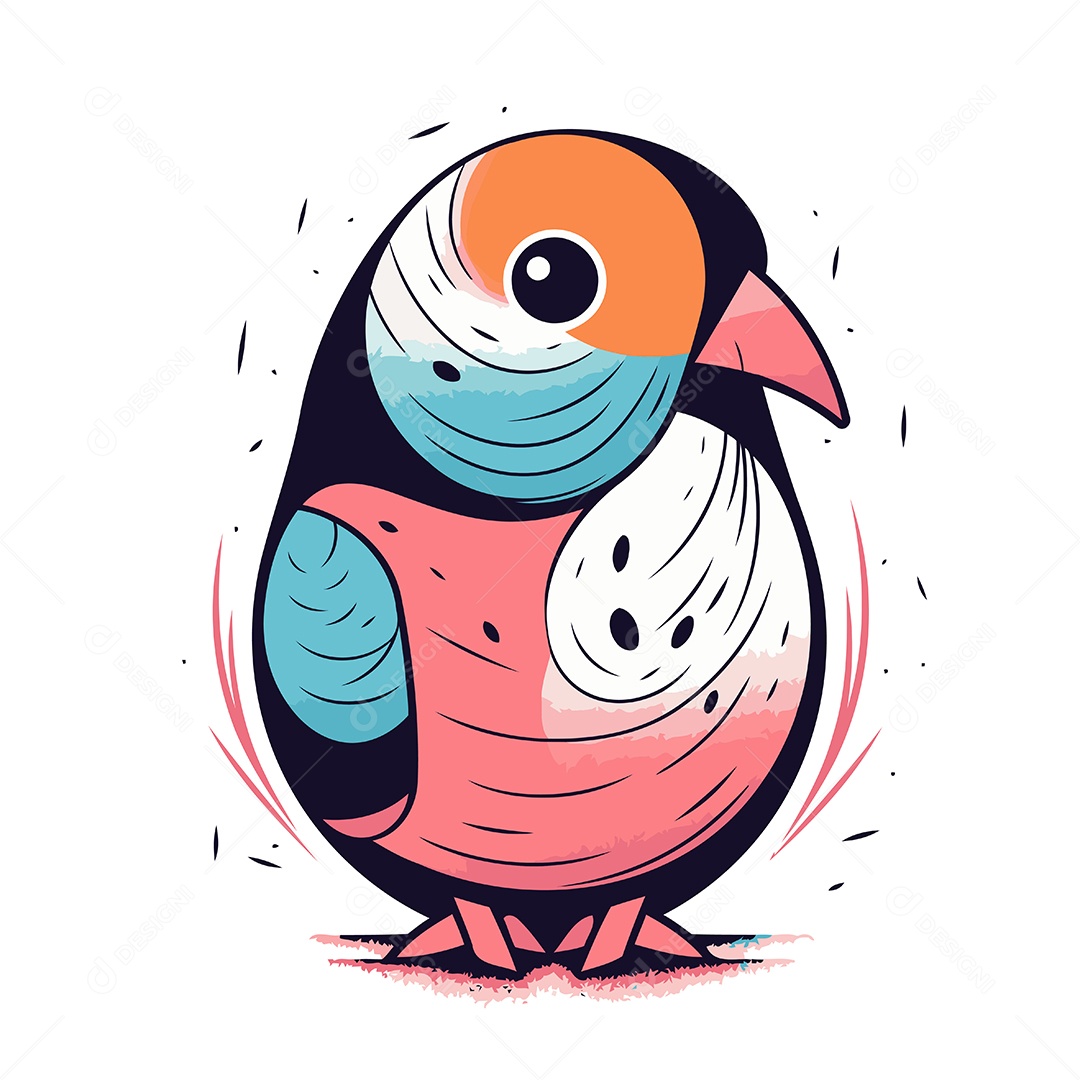 Papagaio Bonito de Desenho Animado Ilustração Vetor EPS