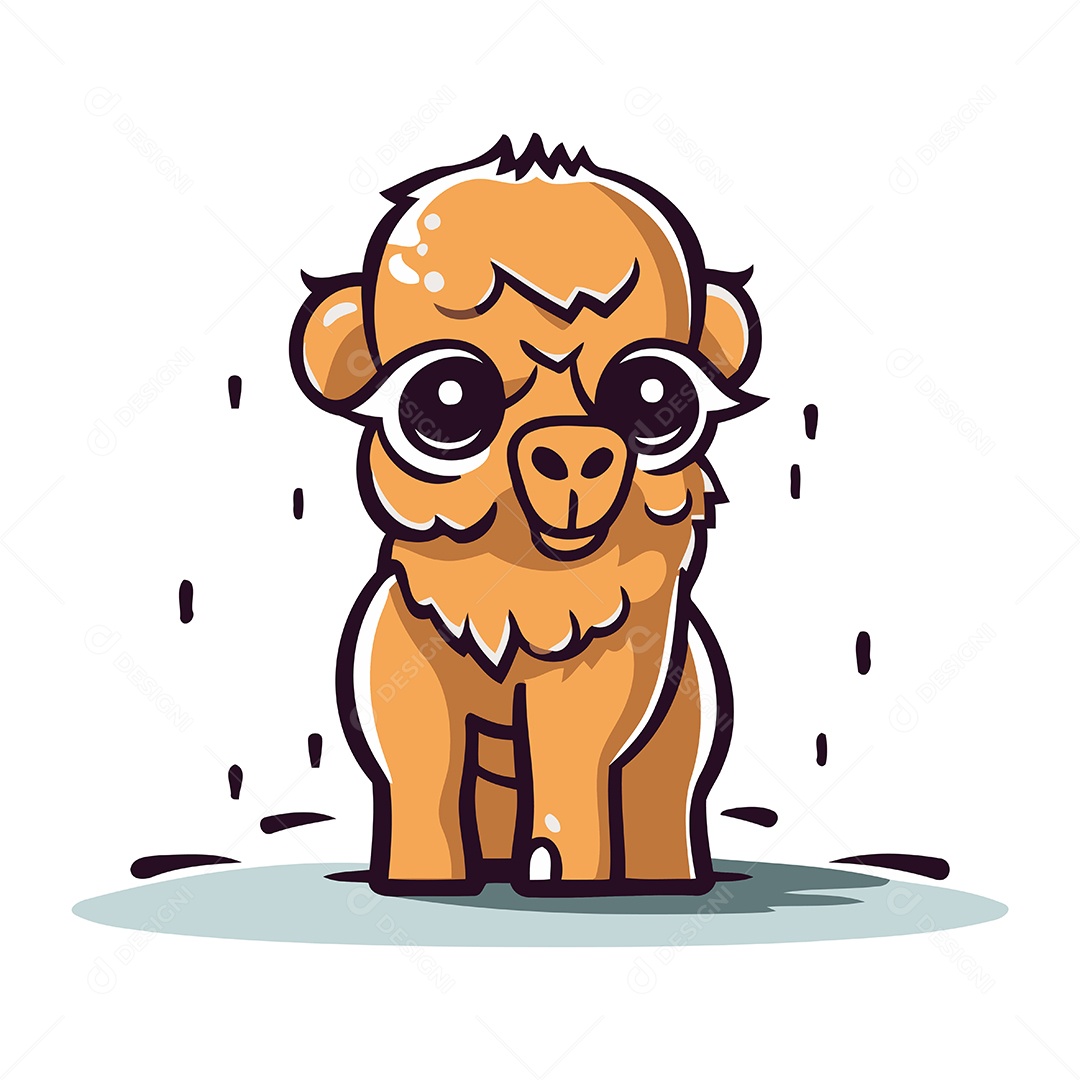 Bisão Engraçado de Desenho Animado Ilustração Vetor EPS