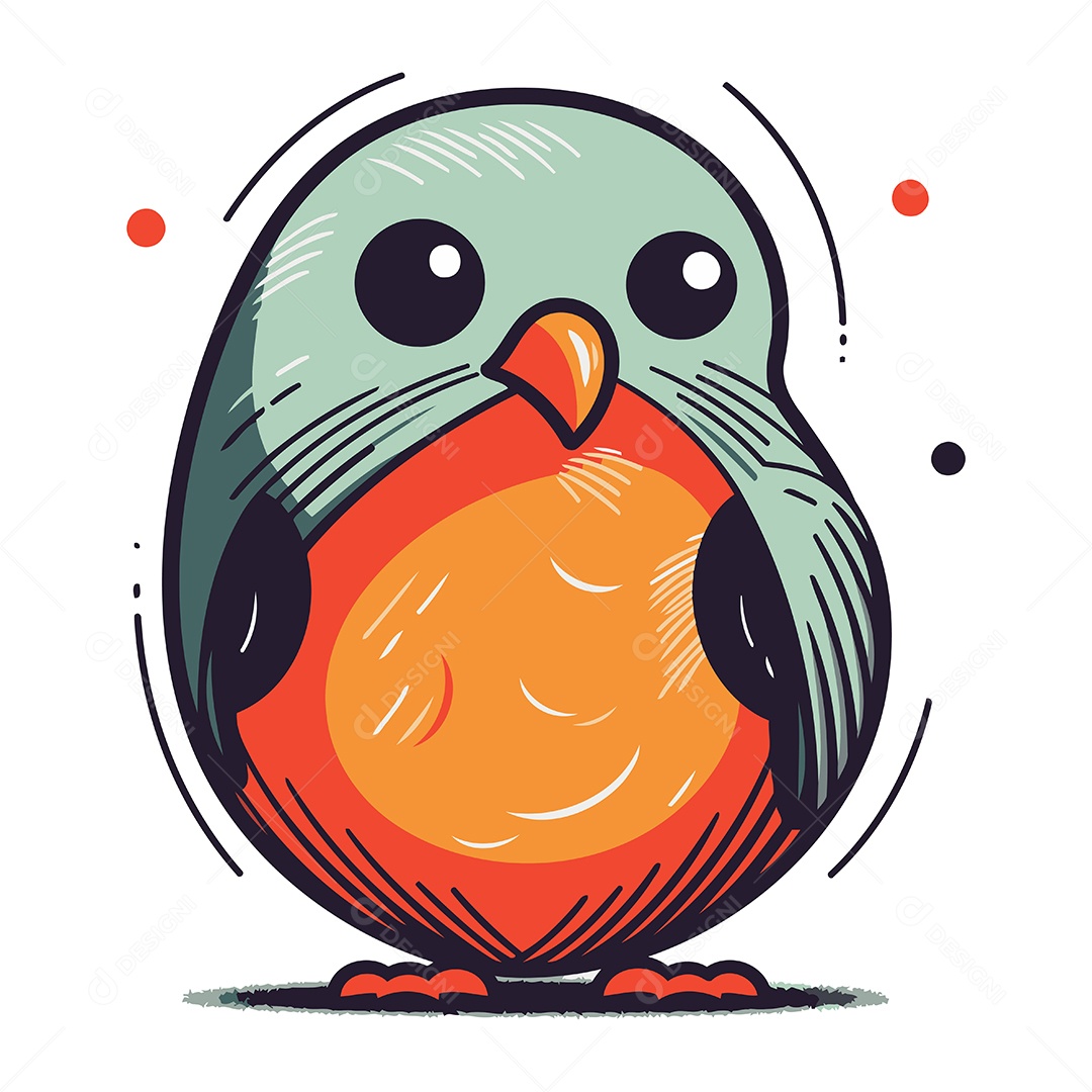 Passarinho Fofo de Desenho Animado Ilustração Vetor EPS