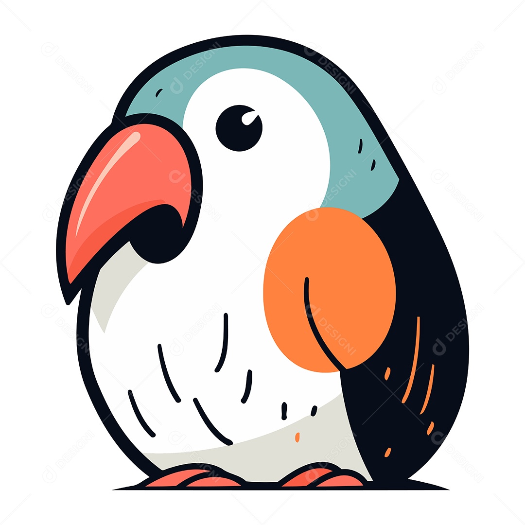 Papagaio Bonito de Desenho Animado Ilustração Vetor EPS