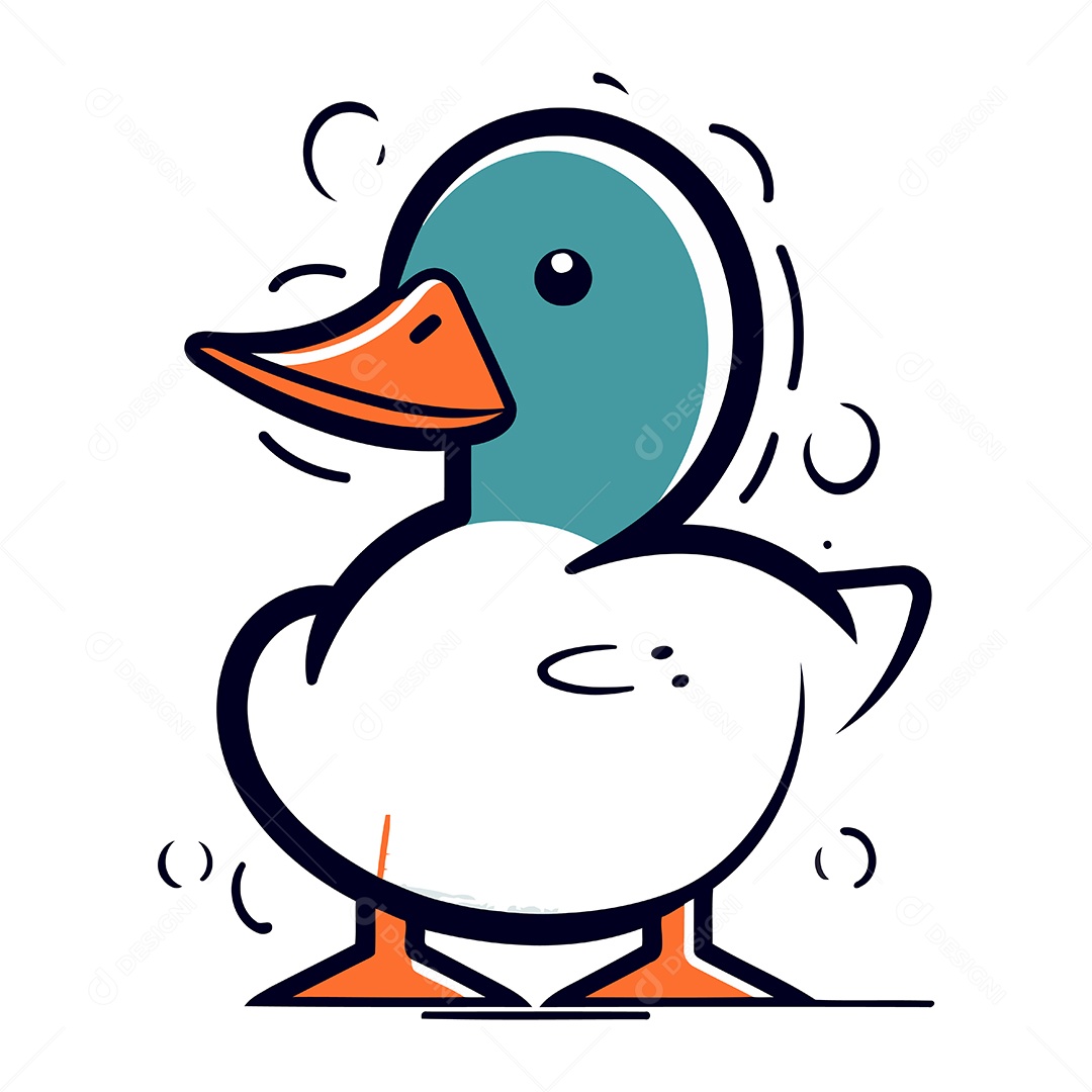 Pato de Desenho Animado Ilustração Vetor EPS