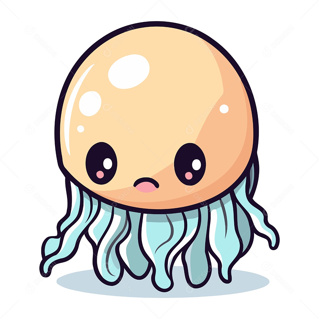 Água Viva de Desenho Animado Ilustração Vetor EPS