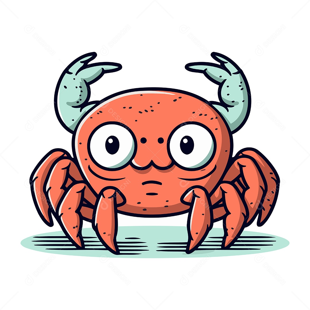 Caranguejo Bonito de Desenho Animado Ilustração Vetor EPS
