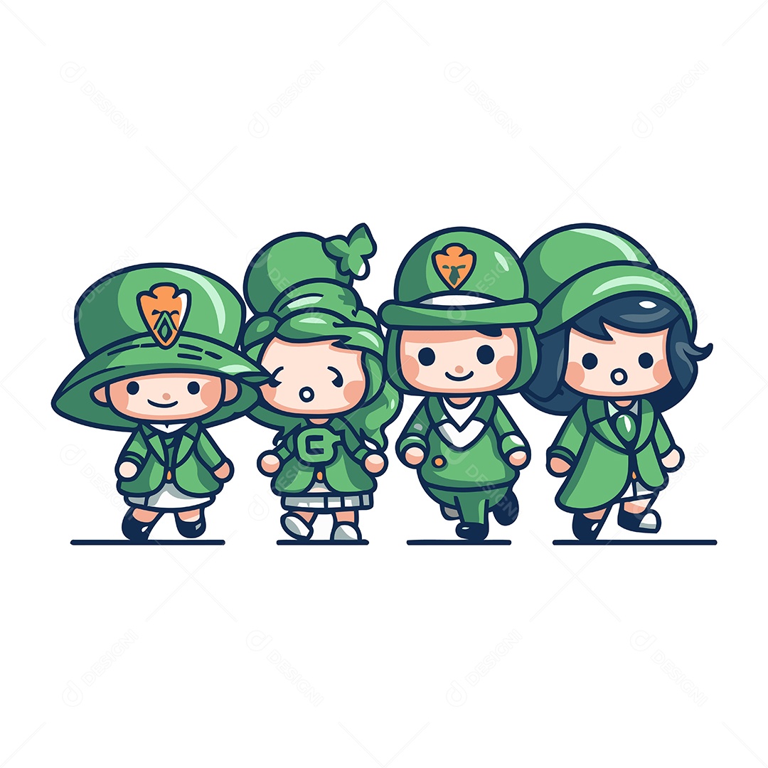 Grupo de Soldados em Uniforme Verde Ilustração Vetor EPS