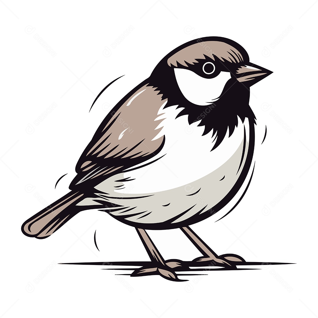 Pássaro Pardal de Desenho Animado Ilustração Vetor EPS