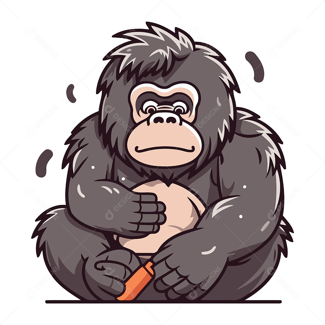 Gorila de Desenho Animado Ilustração Vetor EPS