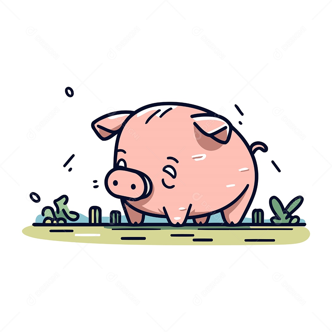 Porco de Desenho Animado Ilustração Vetor EPS