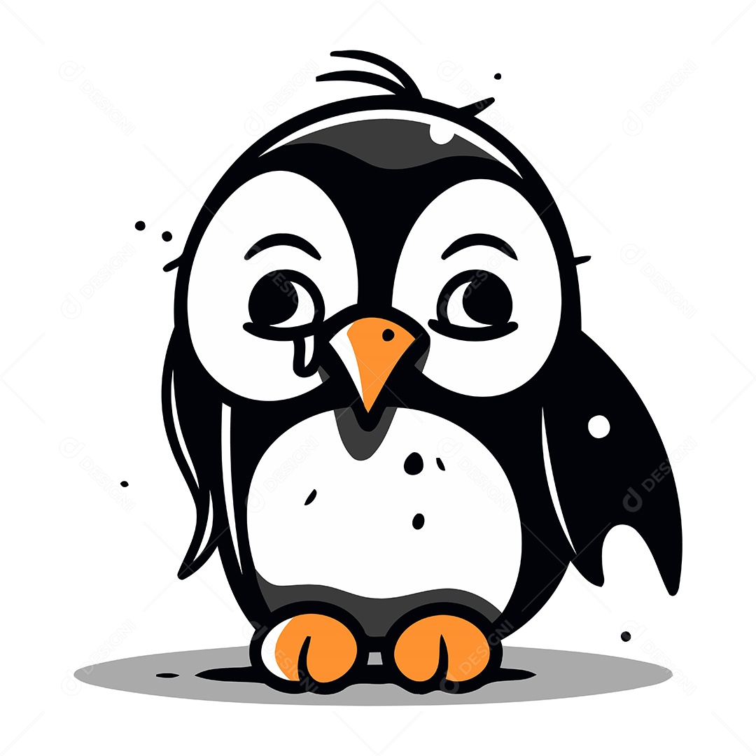 Pinguim Fofo de Desenho Animado Ilustração Vetor EPS