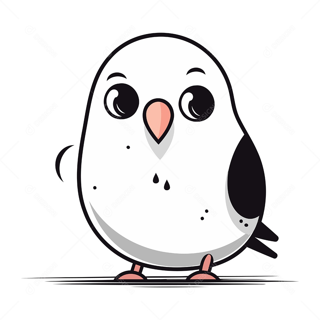 Pinguim Bonito de Desenho Animado Ilustração Vetor EPS