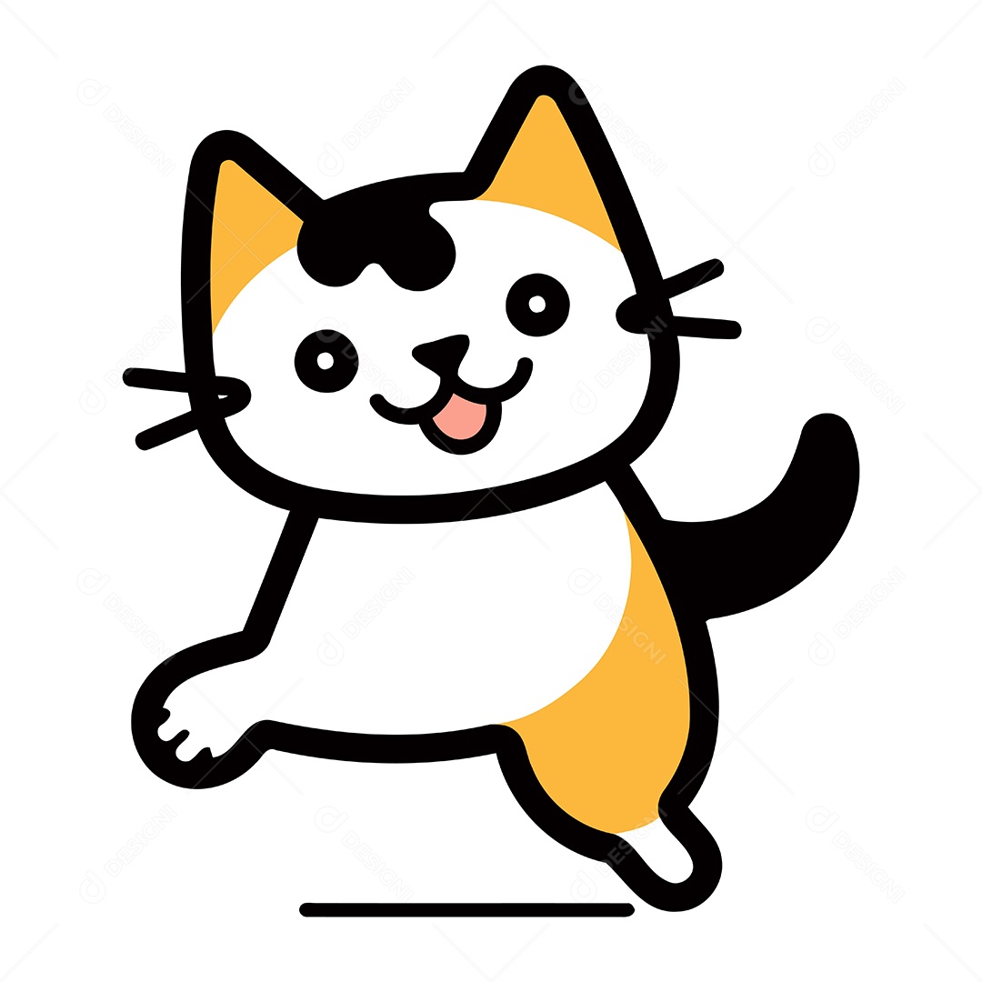 Gato Fofo de Desenho Animado Ilustração Vetor EPS