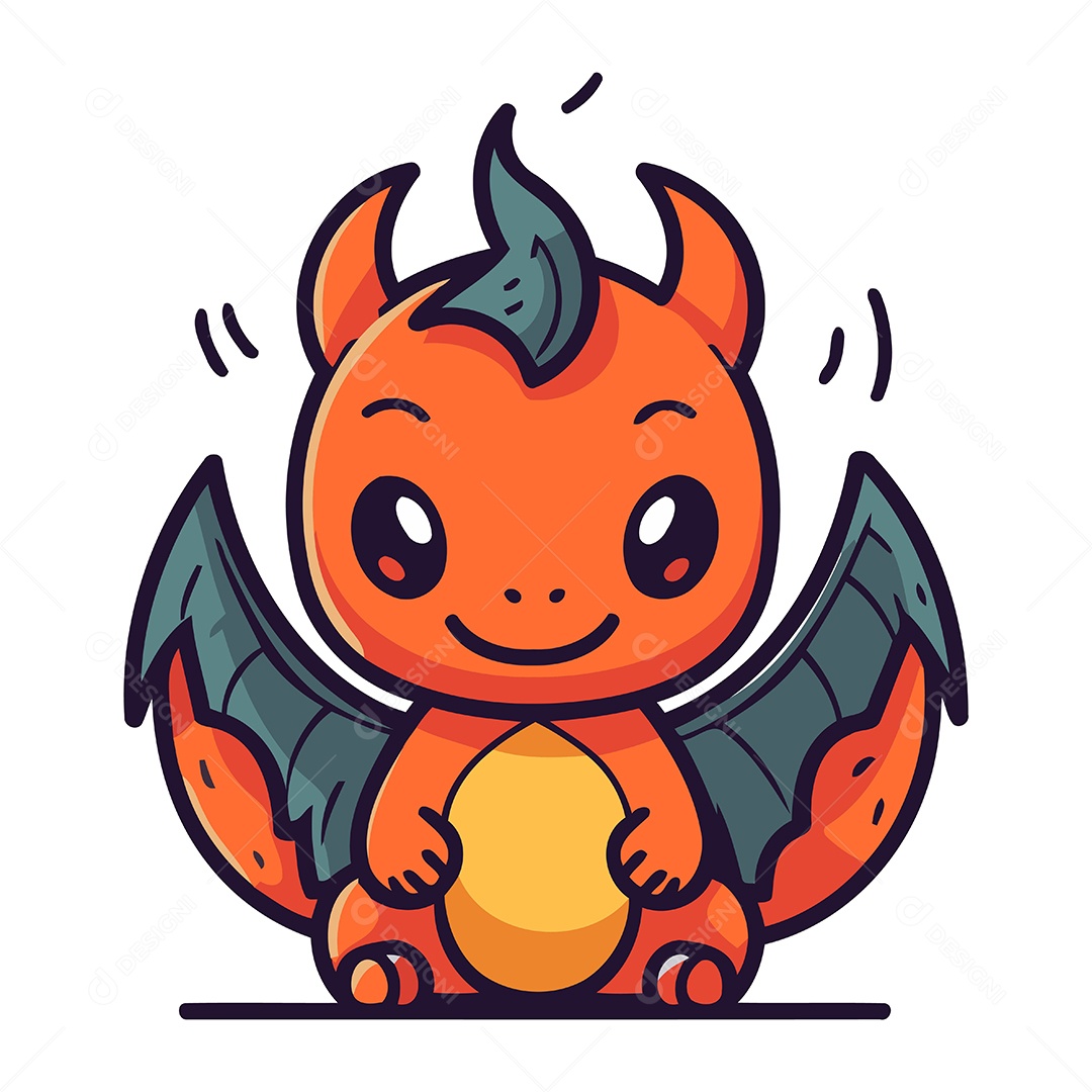 Dragão de Desenho Animado Ilustração Vetor EPS