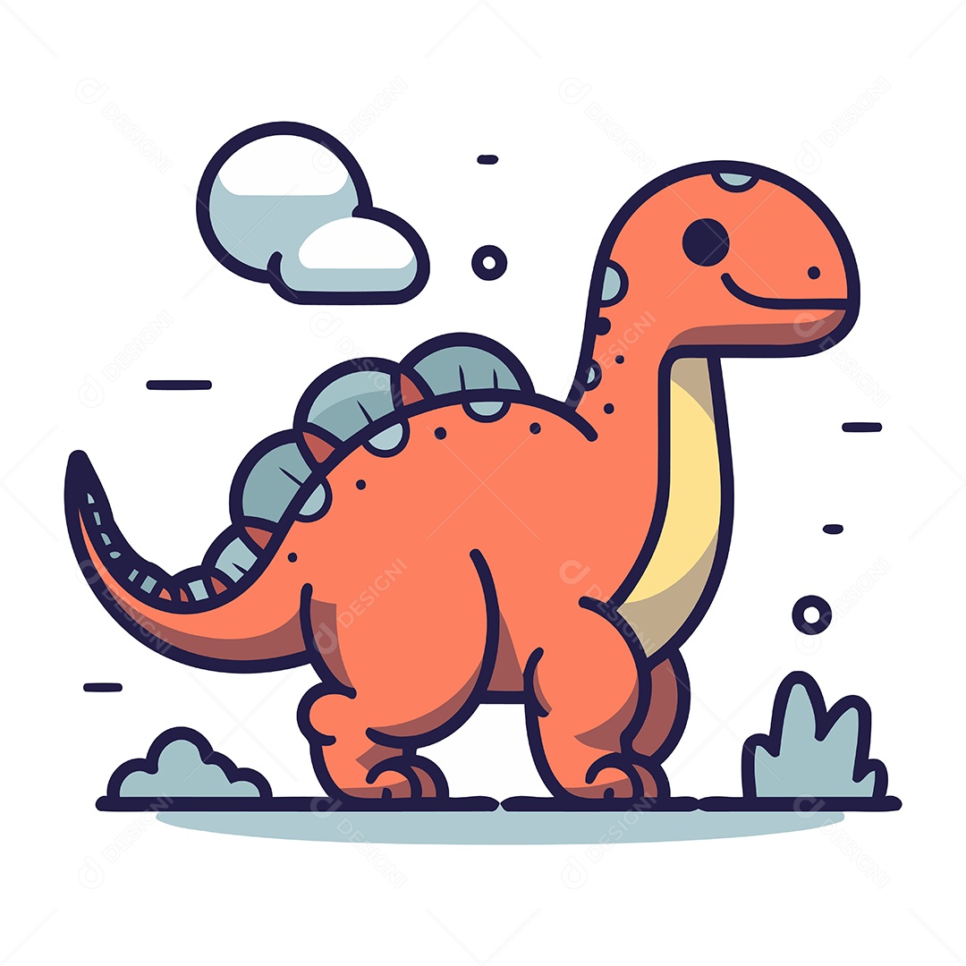 Dinossauro Bonito de Desenho Animado Ilustração Vetor EPS