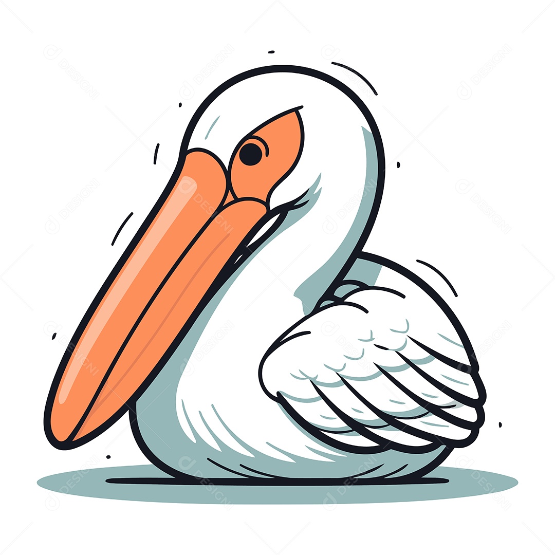 Pelicano de Desenho Animado Ilustração Vetor EPS
