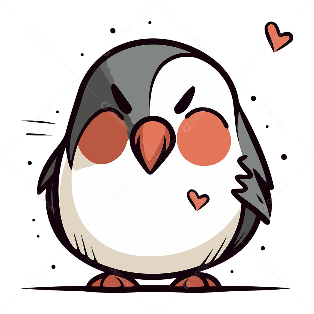 Pinguim Fofo de Desenho Animado Ilustração Vetor EPS