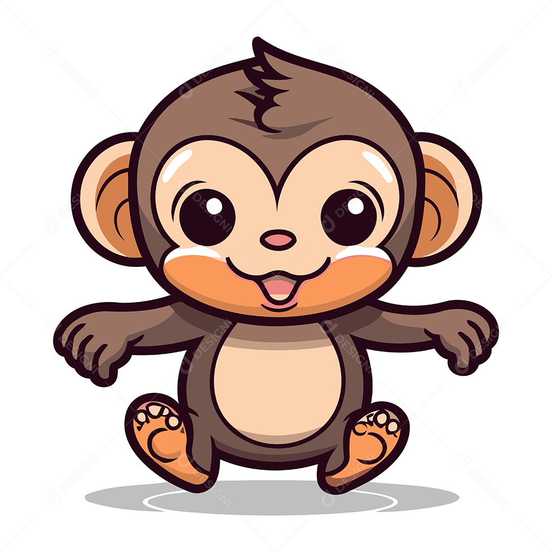 Macaco de Desenho Animado Ilustração Vetor EPS