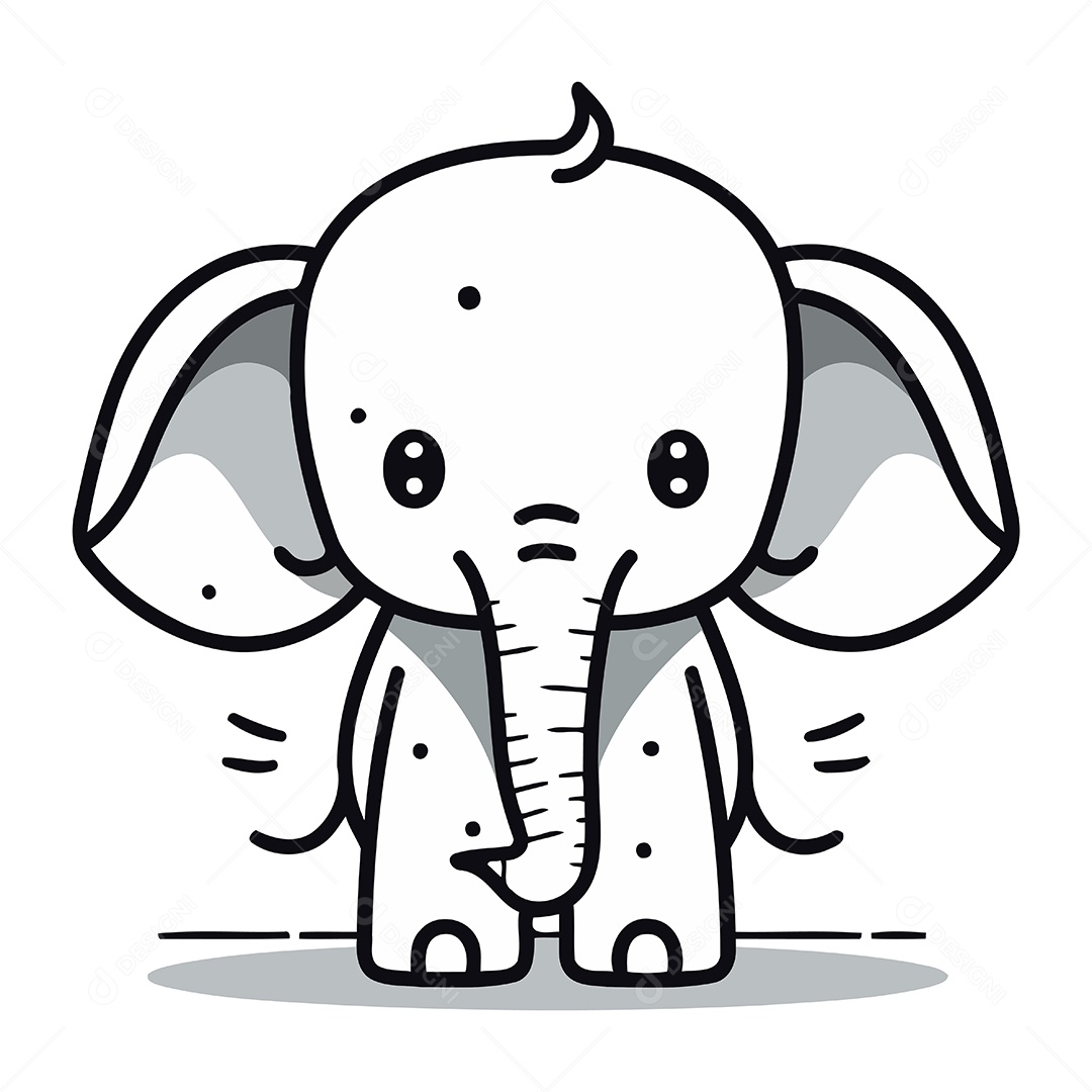 Elefante Fofo de Desenho Animado Ilustração Vetor EPS
