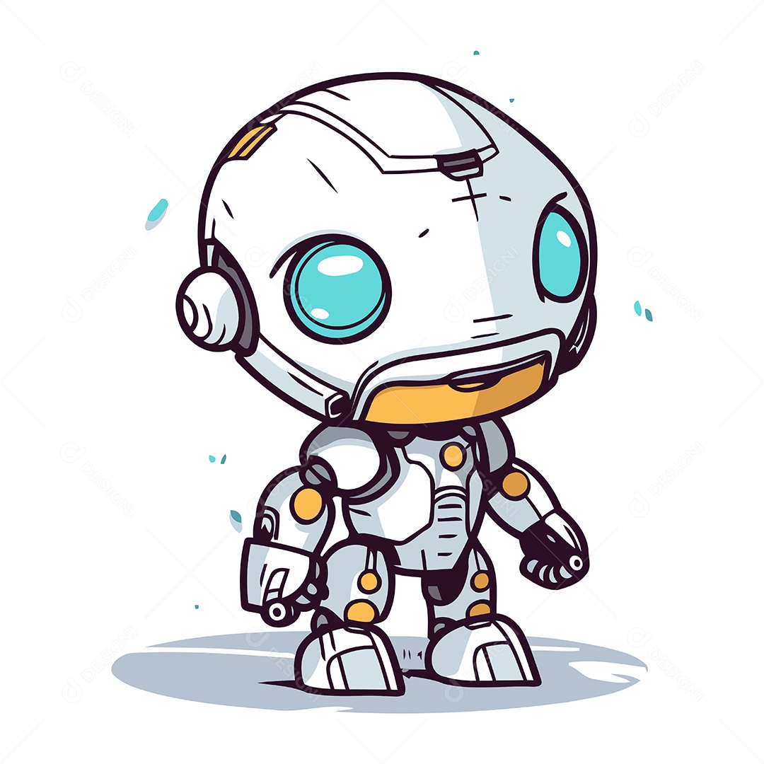 Robô de Desenho Animado Ilustração Vetor EPS
