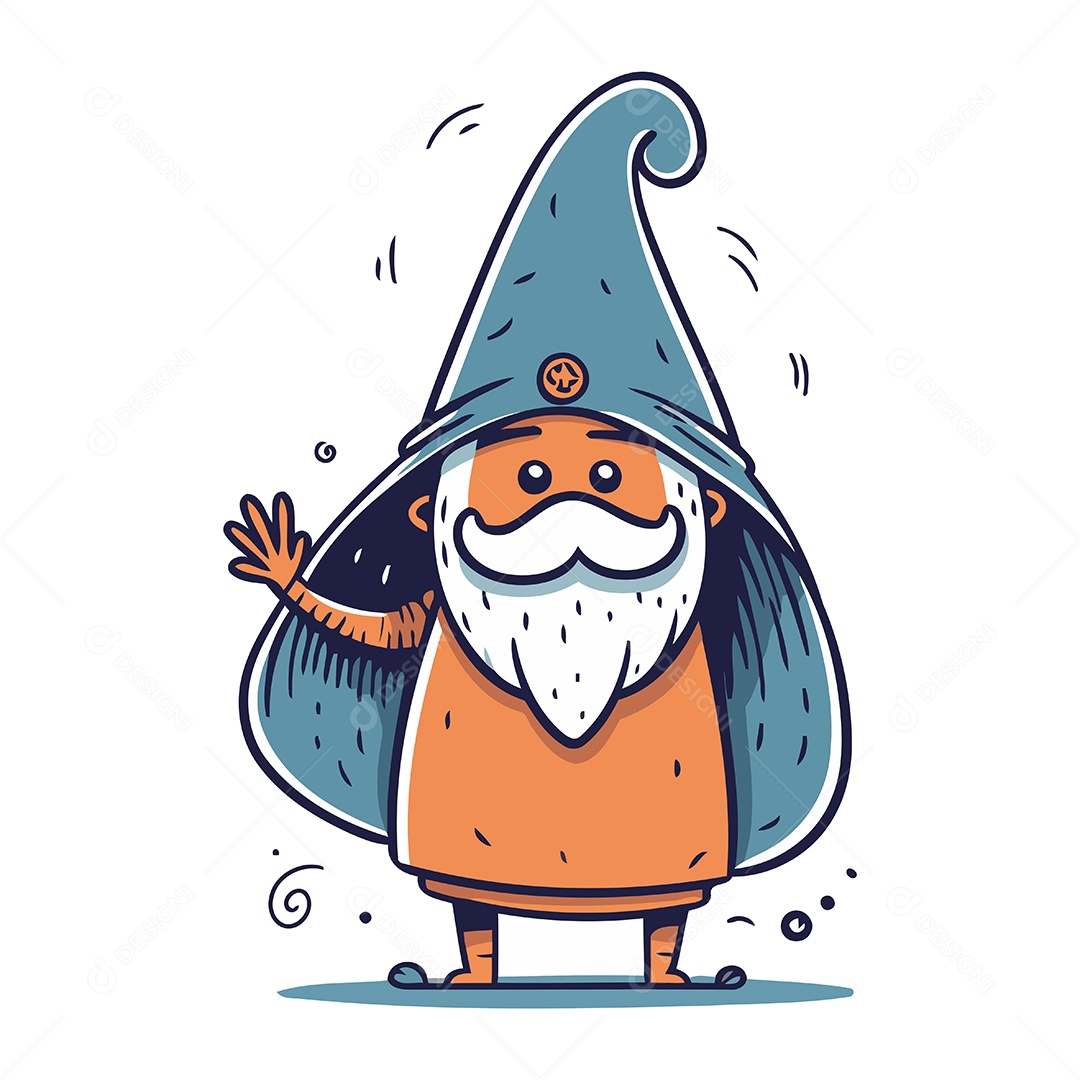 Gnomo Engraçado de Desenho animado Ilustração Vetor EPS