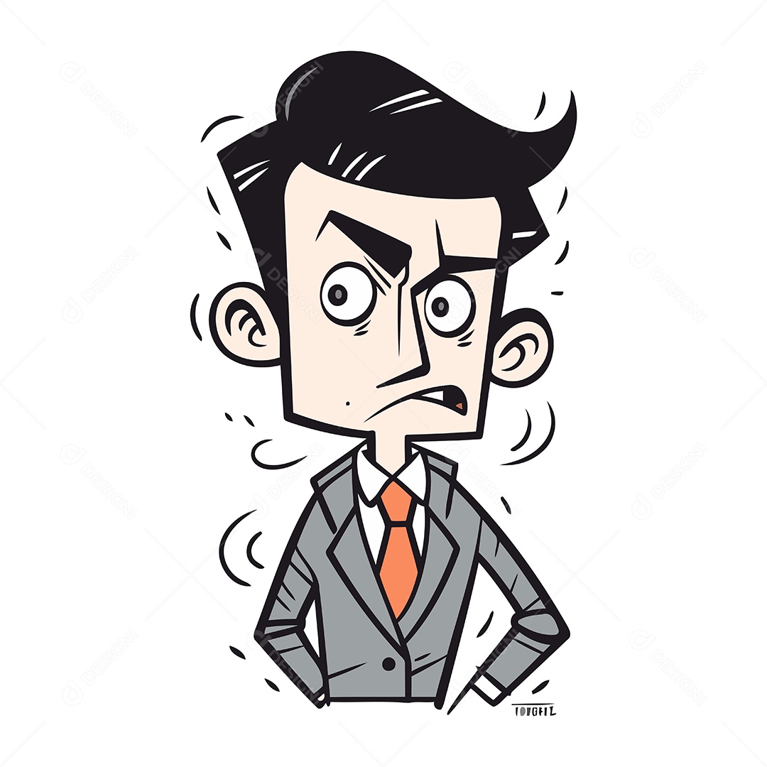 Empresário Irritado de Desenho Animado Ilustração Vetor EPS