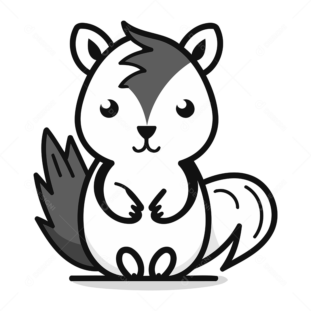 Esquilo Fofo de Desenho Animado Ilustração Vetor EPS