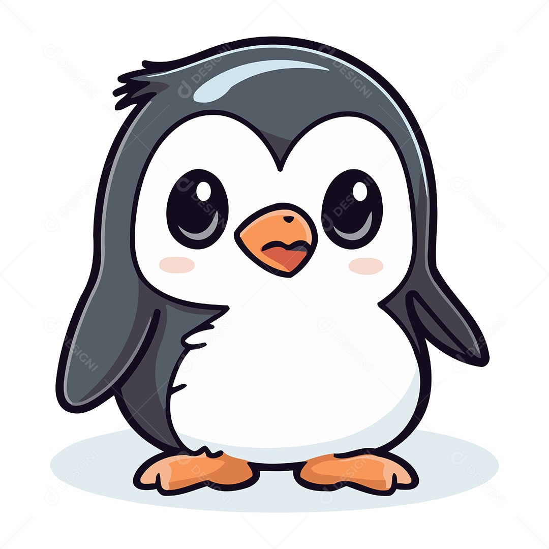 Pinguim Bonito de Desenho Animado Ilustração Vetor EPS