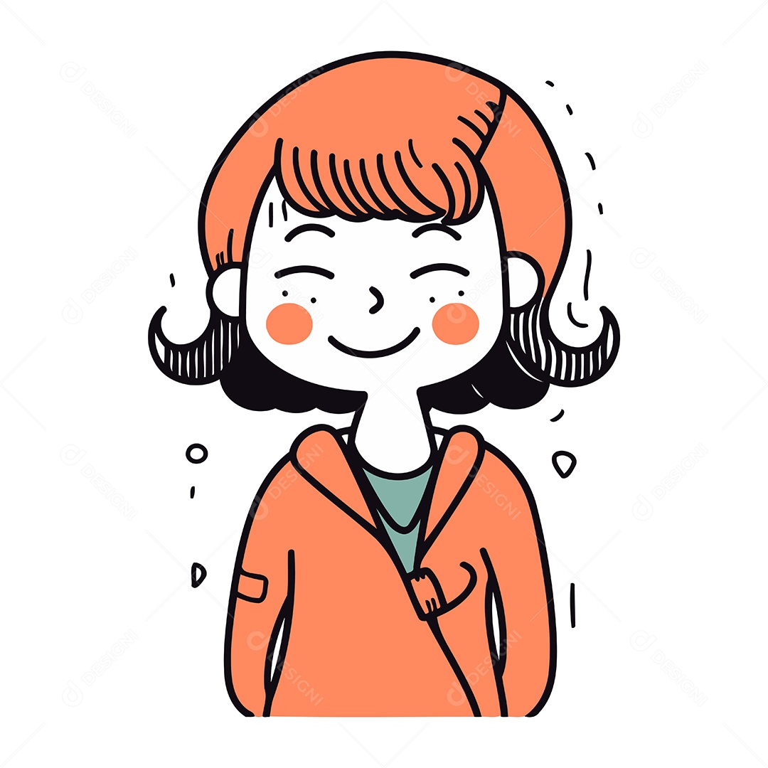 Linda Garota Ruiva de Desenho Animado Ilustração Vetor EPS