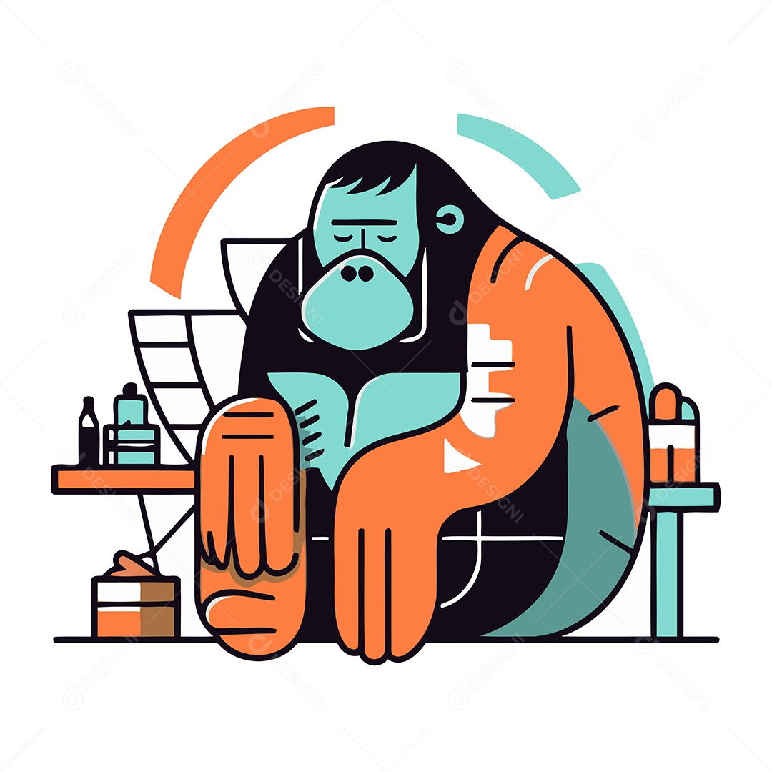 Gorila de Desenho Animado Ilustração Vetor EPS