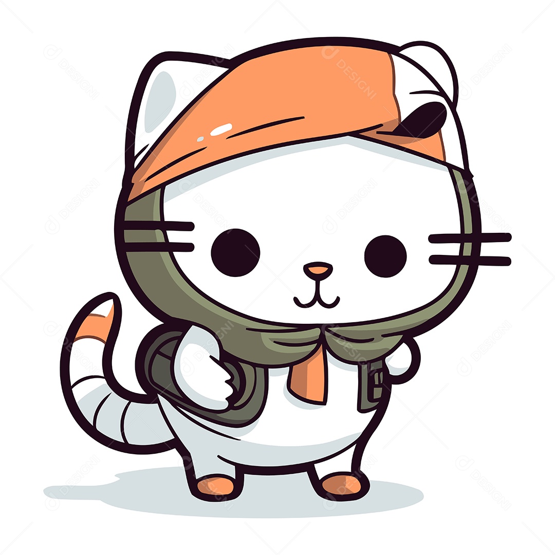 Gato Fofo Usando Bandana Desenho Animado Ilustração Vetor EPS