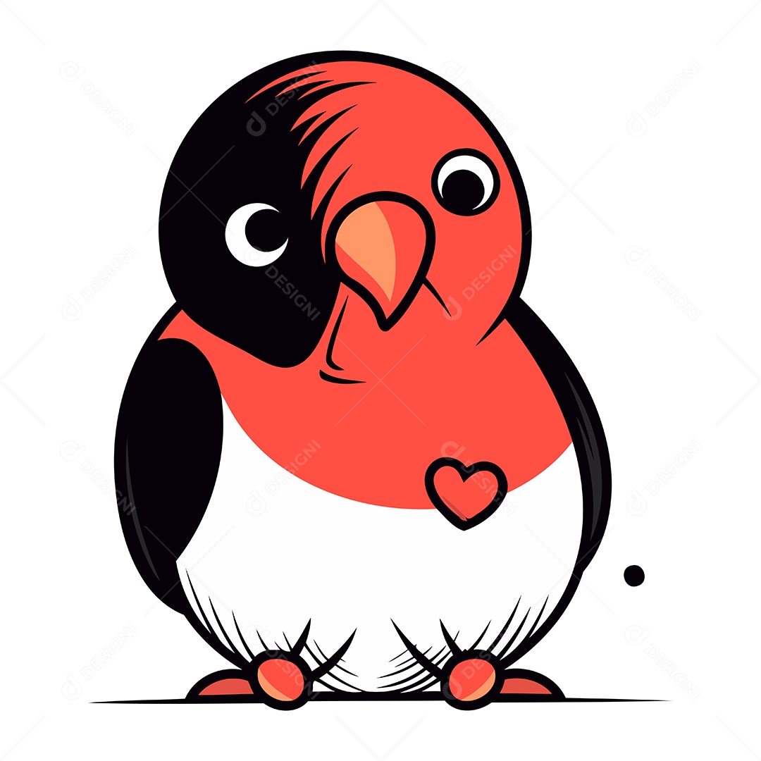 Papagaio Preto e Vermelho de Desenho Animado Ilustração Vetor EPS