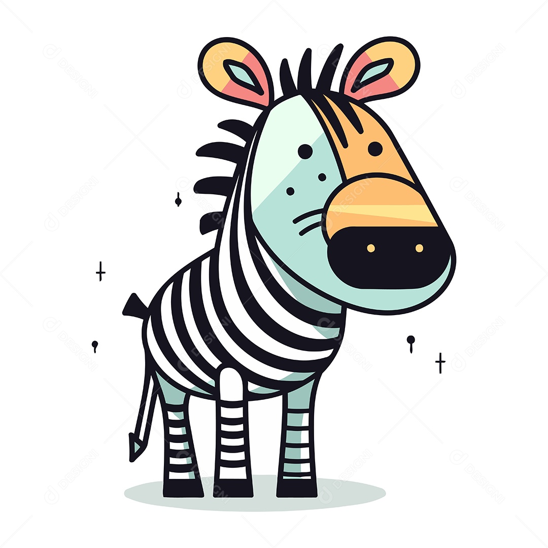 Zebra de Desenho Animado Ilustração Vetor EPS