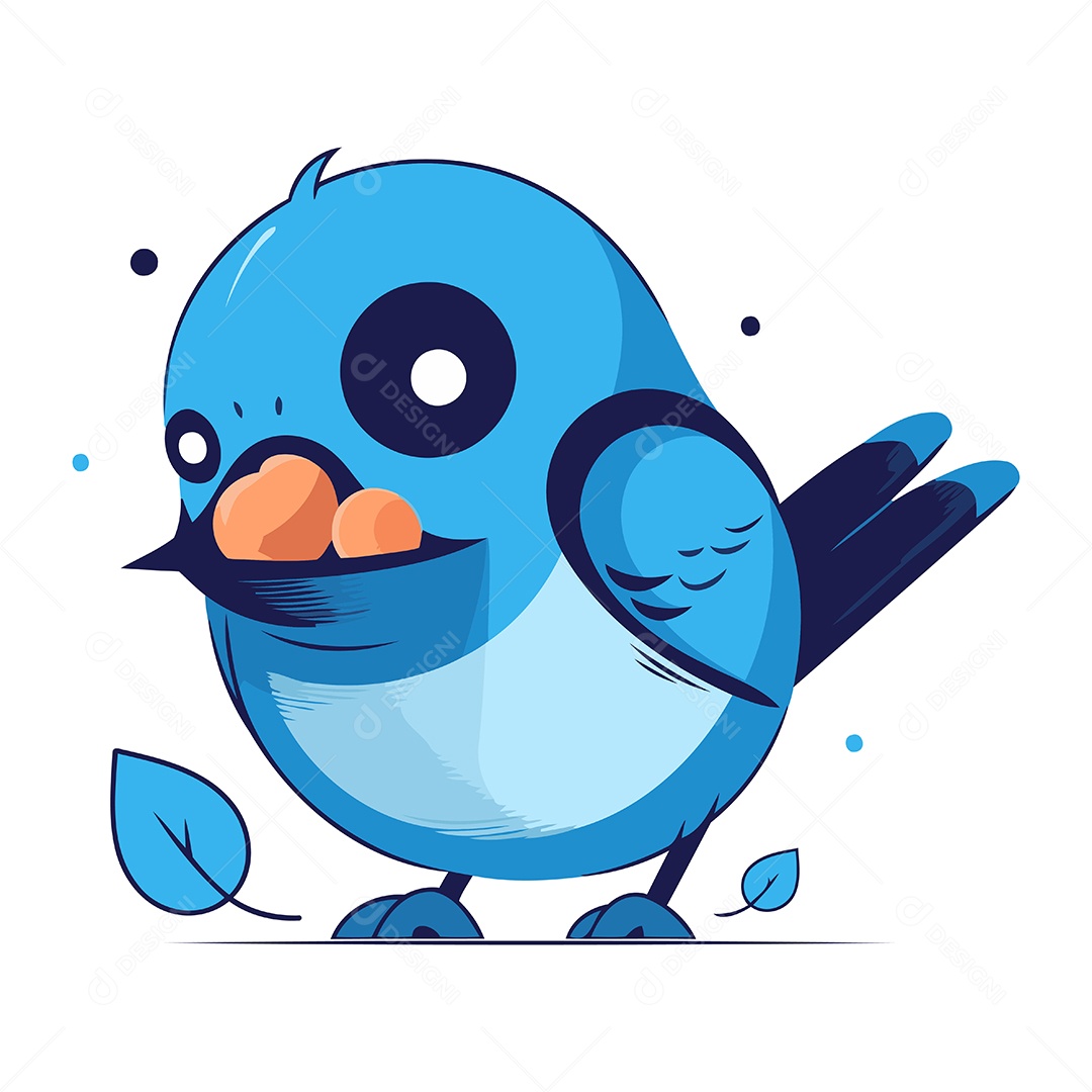 Pássaro Azul Bonito de Desenho Animado Ilustração Vetor EPS