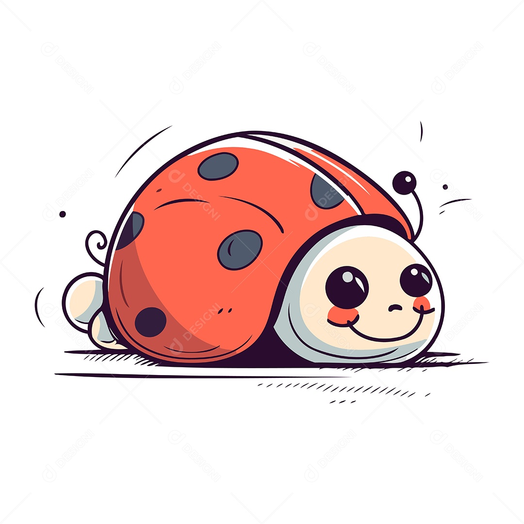 Joaninha Fofa de Desenho Animado Ilustração Vetor EPS