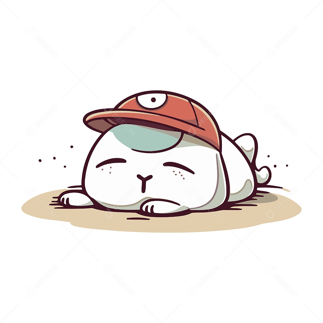 Gato Dormindo de Desenho Animado Ilustração Vetor EPS